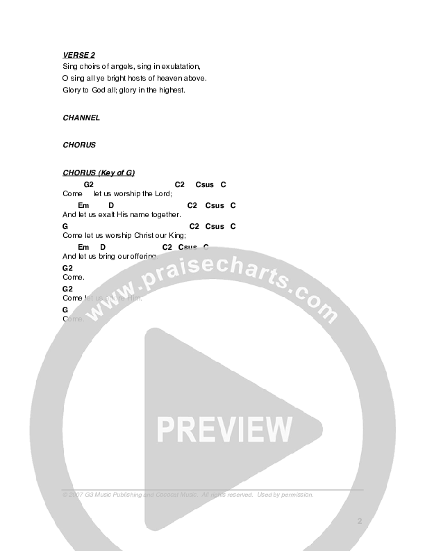 O Come All Ye Faithful Come Chords & Lyrics (G3 Worship)