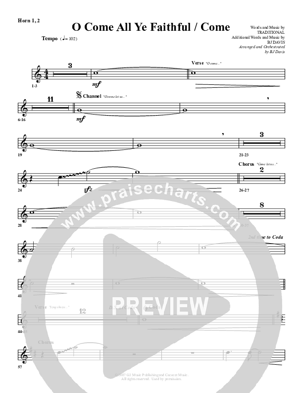 O Come All Ye Faithful Come French Horn 1/2 (G3 Worship)