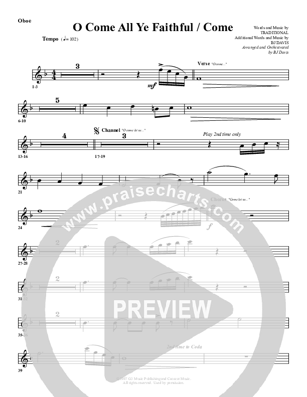 O Come All Ye Faithful Come Oboe (G3 Worship)