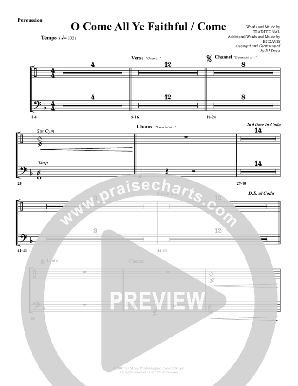 O Come All Ye Faithful Come Percussion (G3 Worship)