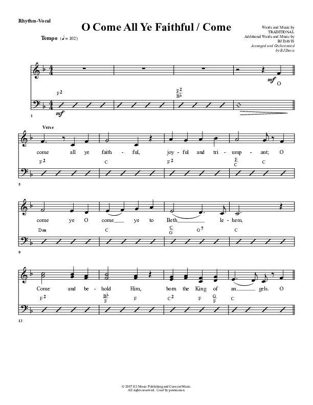 O Come All Ye Faithful Come Rhythm/Vocal (G3 Worship)