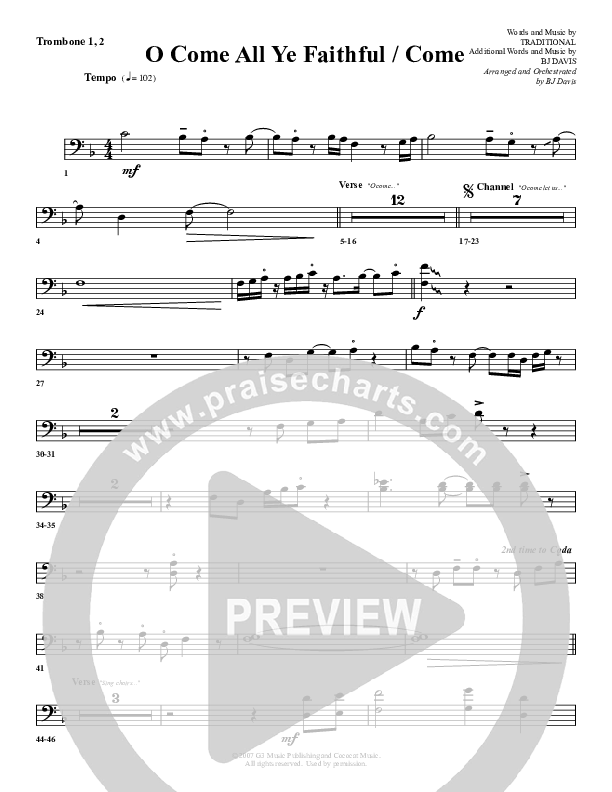 O Come All Ye Faithful Come Trombone 1/2 (G3 Worship)