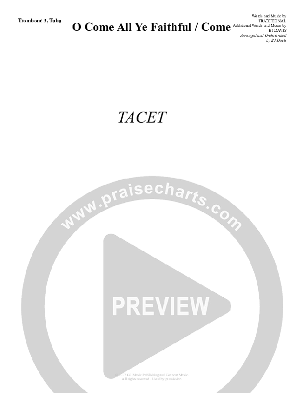 O Come All Ye Faithful Come Trombone 3/Tuba (G3 Worship)