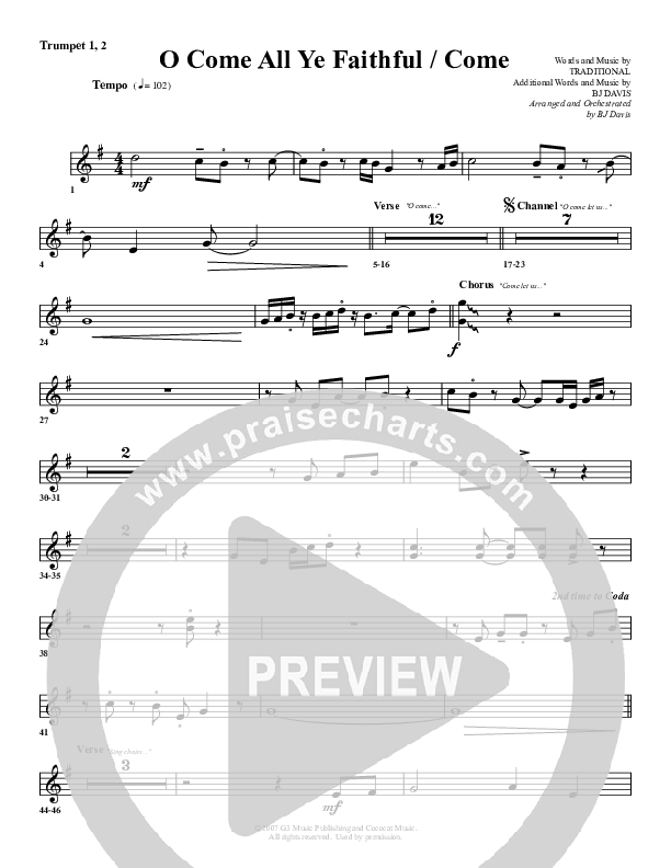O Come All Ye Faithful Come Trumpet 1,2 (G3 Worship)