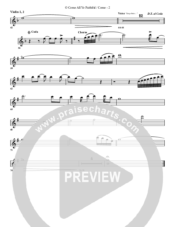 O Come All Ye Faithful Come Violin 1/2 (G3 Worship)