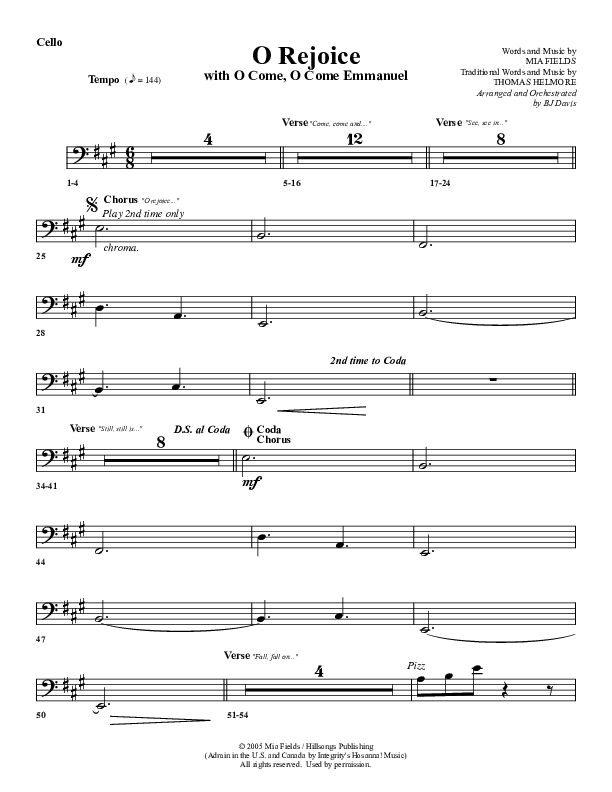 O Rejoice Cello (G3 Worship)