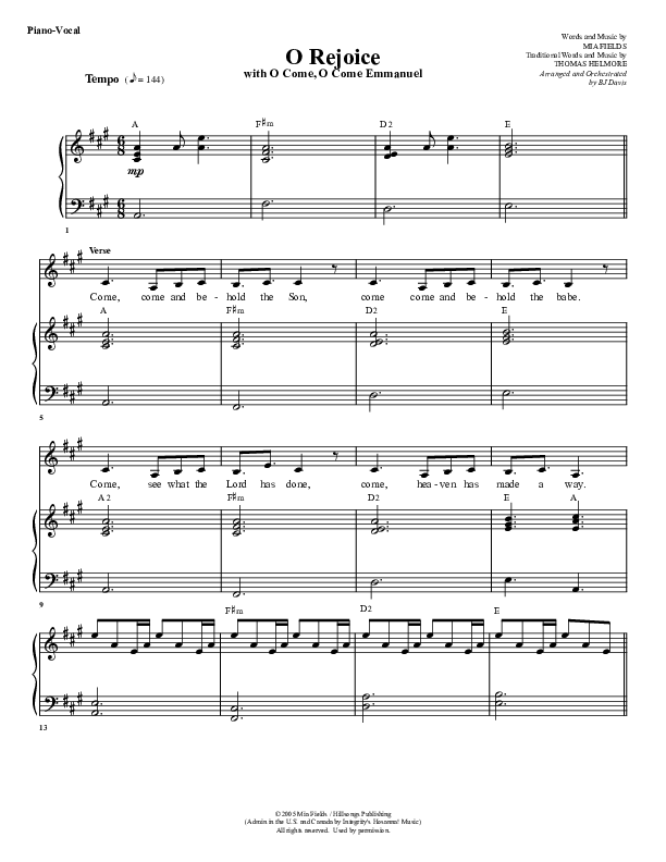 O Rejoice Piano/Vocal (G3 Worship)