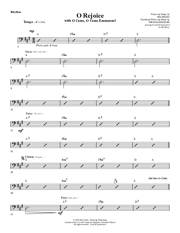 O Rejoice Rhythm Chart (G3 Worship)