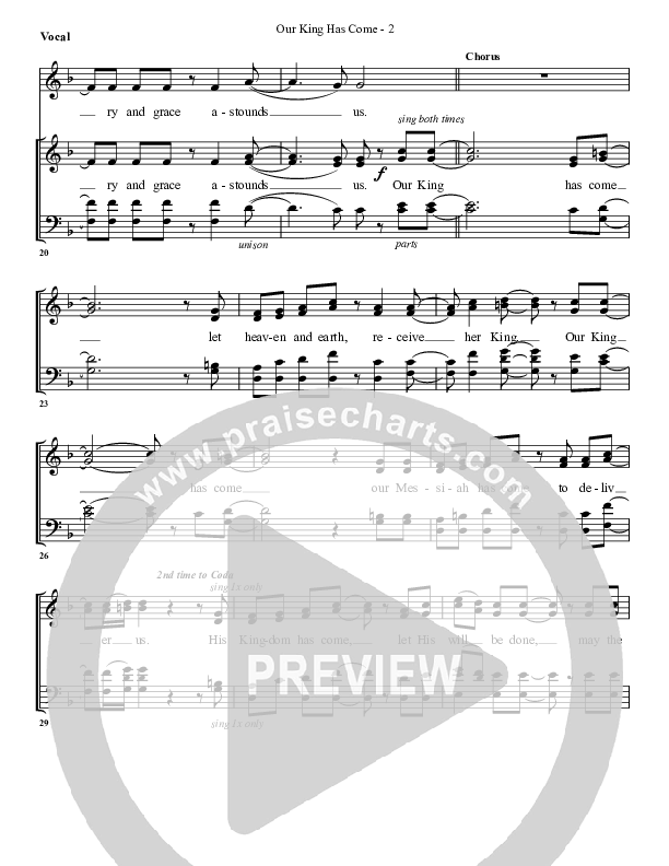 Our King Has Come Choir Sheet (G3 Worship)