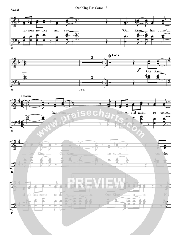Our King Has Come Choir Sheet (G3 Worship)