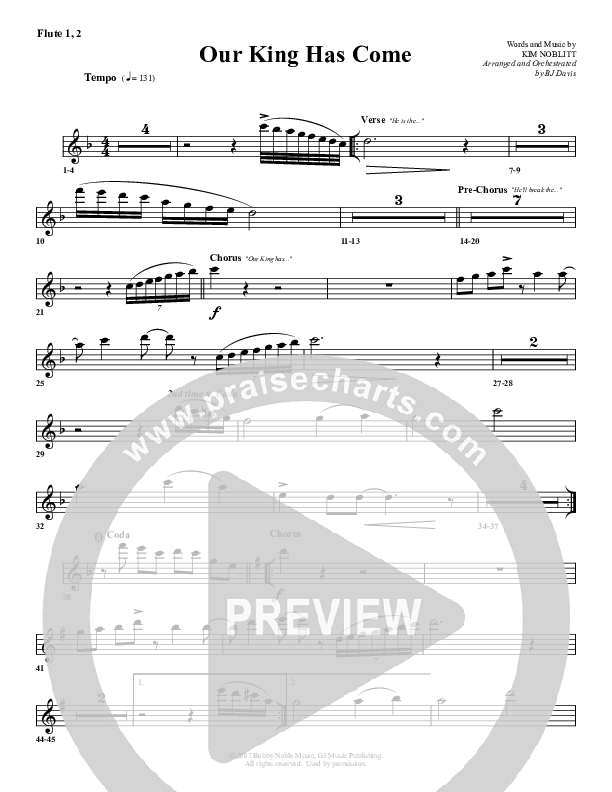 Our King Has Come Flute 1/2 (G3 Worship)