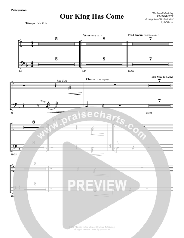 Our King Has Come Percussion (G3 Worship)