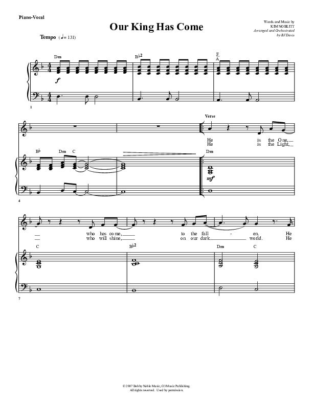 Our King Has Come Lead & Piano (G3 Worship)