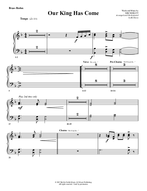 Our King Has Come Synth Brass (G3 Worship)