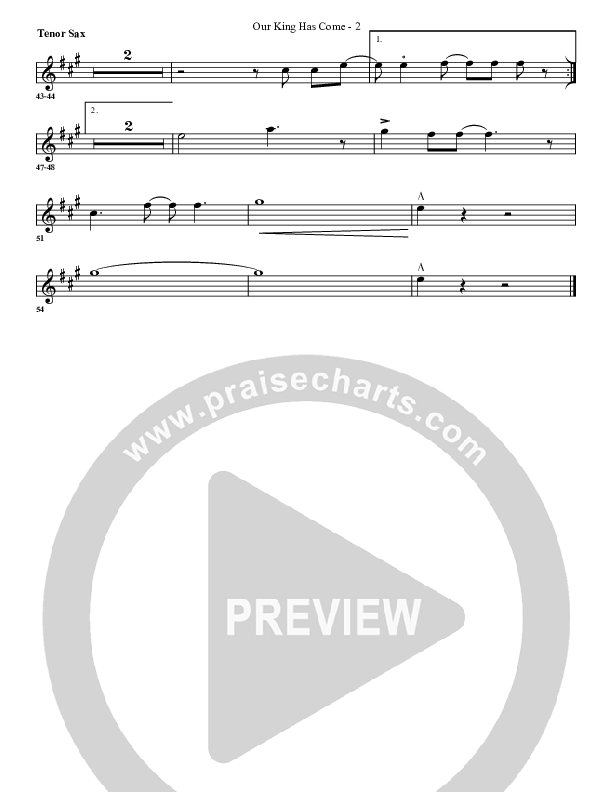 Our King Has Come Tenor Sax 2 (G3 Worship)