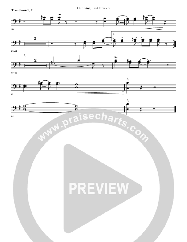 Our King Has Come Trombone 1/2 (G3 Worship)