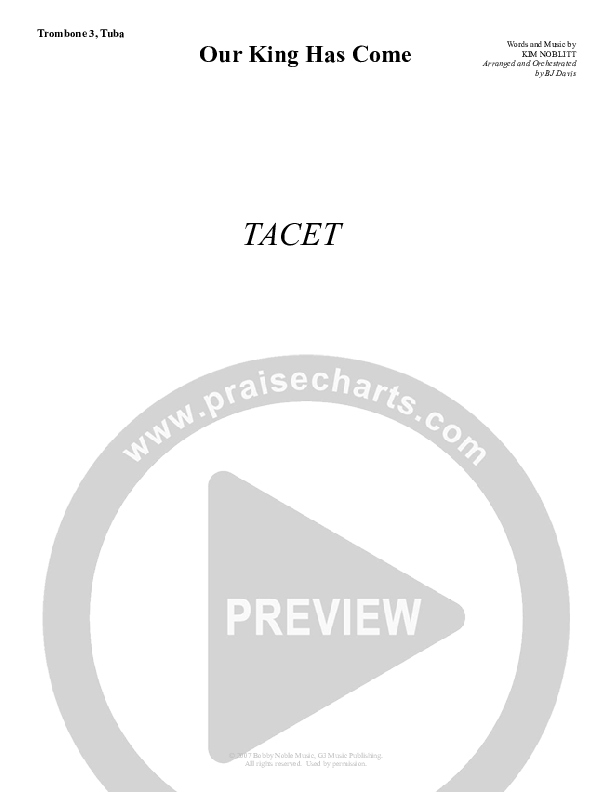 Our King Has Come Trombone 3/Tuba (G3 Worship)