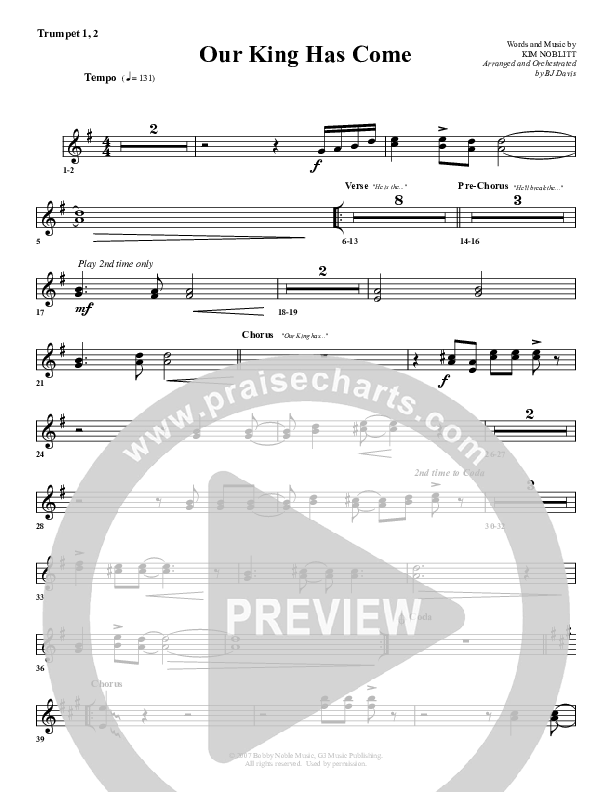 Our King Has Come Trumpet 1,2 (G3 Worship)