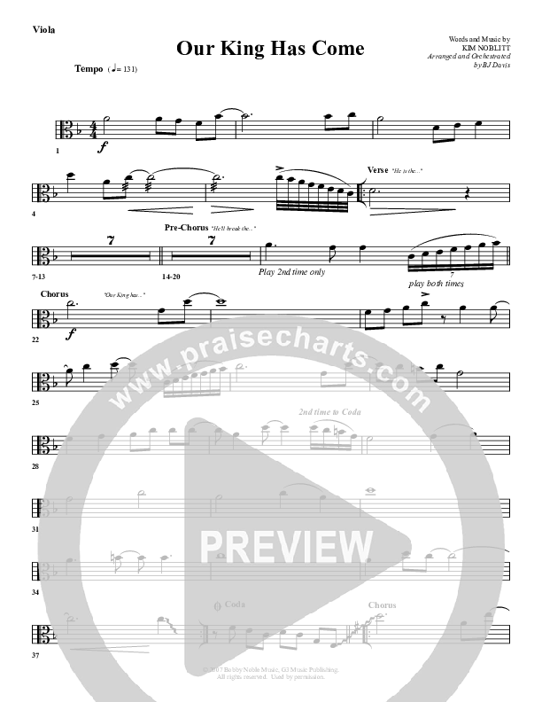 Our King Has Come Viola (G3 Worship)