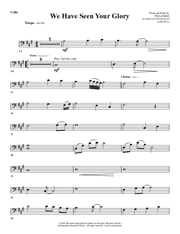 We Have Seen Your Glory Cello (G3 Worship)