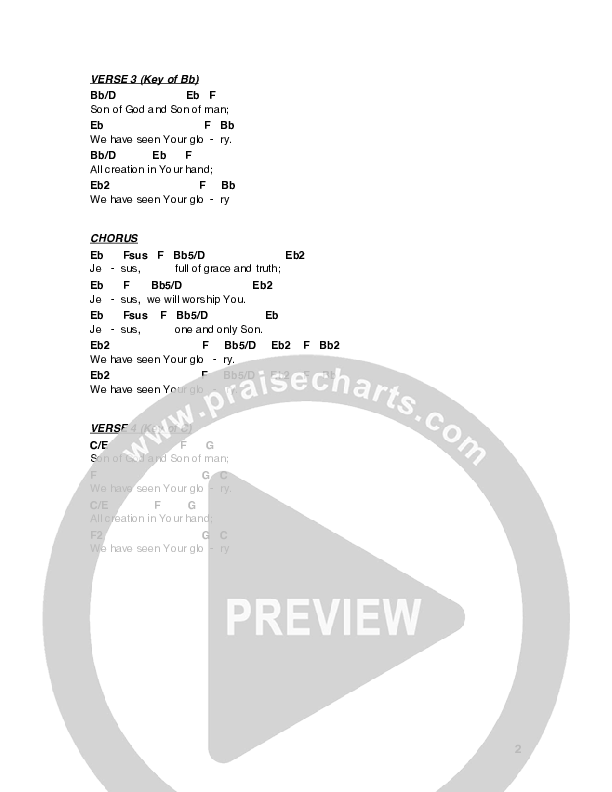 We Have Seen Your Glory Chord Chart (G3 Worship)