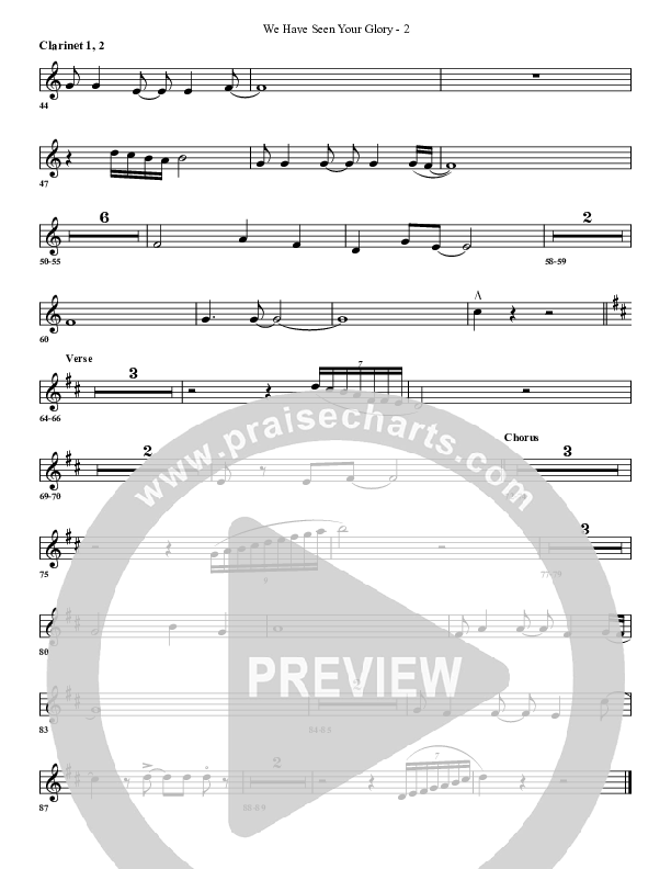 We Have Seen Your Glory Clarinet 1/2 (G3 Worship)