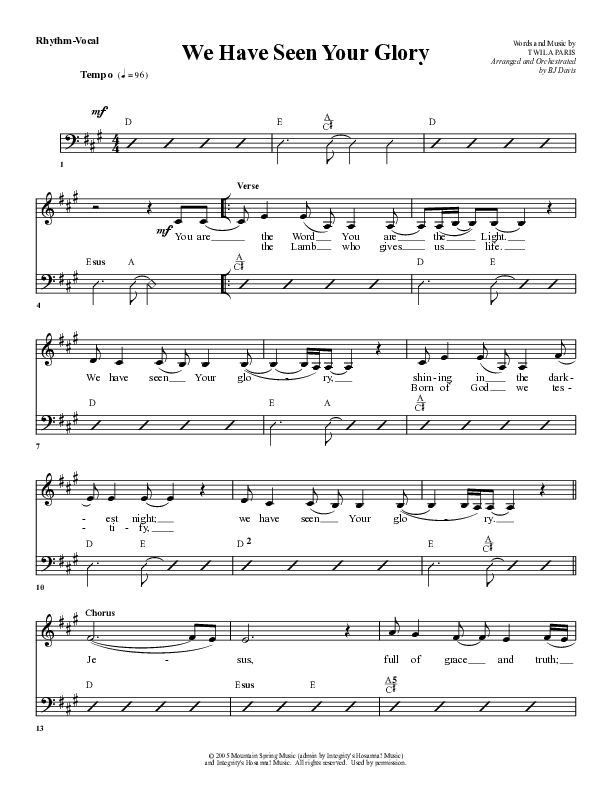 We Have Seen Your Glory Rhythm/Vocal (G3 Worship)