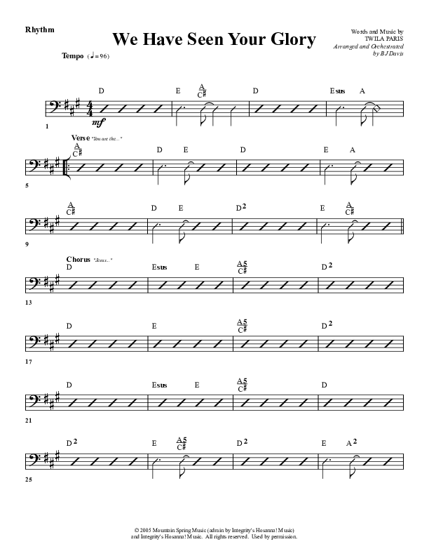 We Have Seen Your Glory Rhythm Chart (G3 Worship)