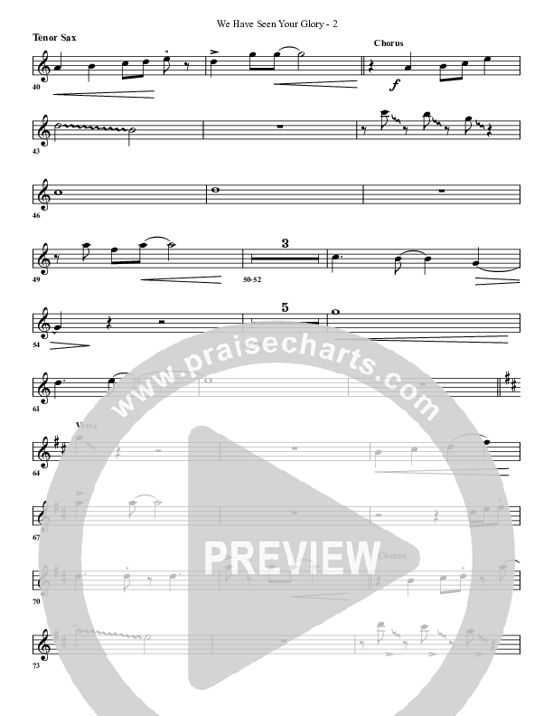 We Have Seen Your Glory Tenor Sax 2 (G3 Worship)