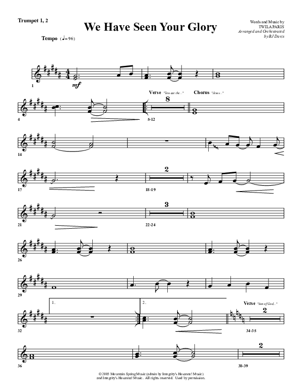 We Have Seen Your Glory Trumpet 1,2 (G3 Worship)