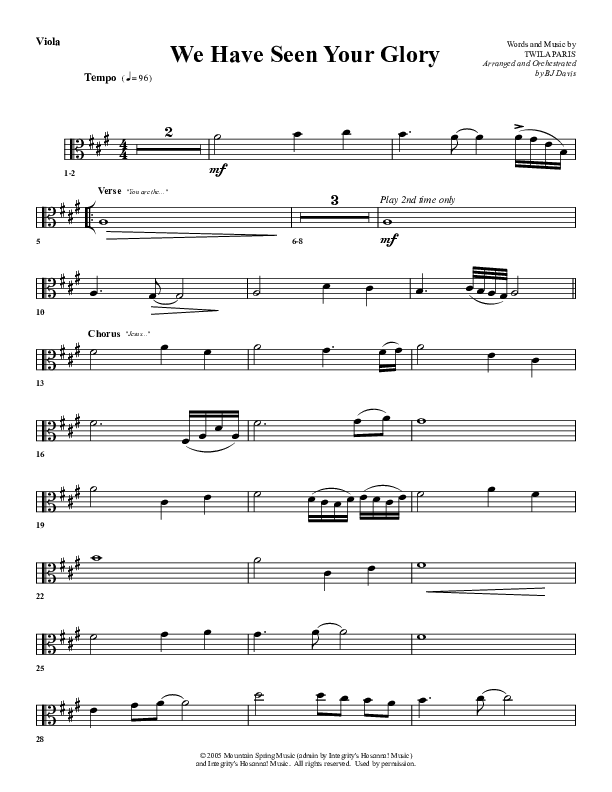 We Have Seen Your Glory Viola (G3 Worship)