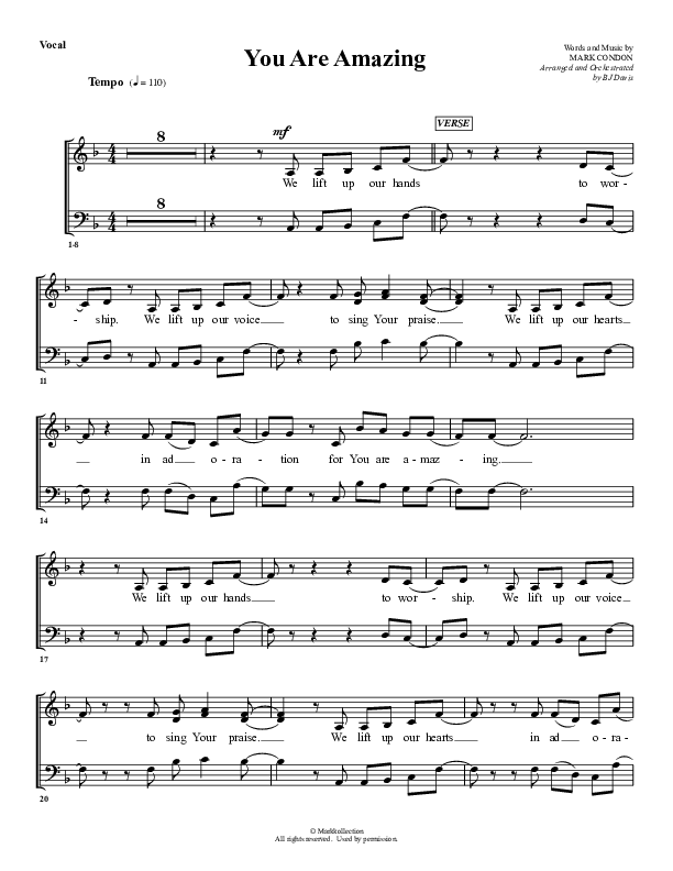 You Are Amazing Choir Sheet (G3 Worship)