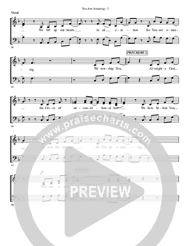 You Are Amazing Choir Sheet (G3 Worship)