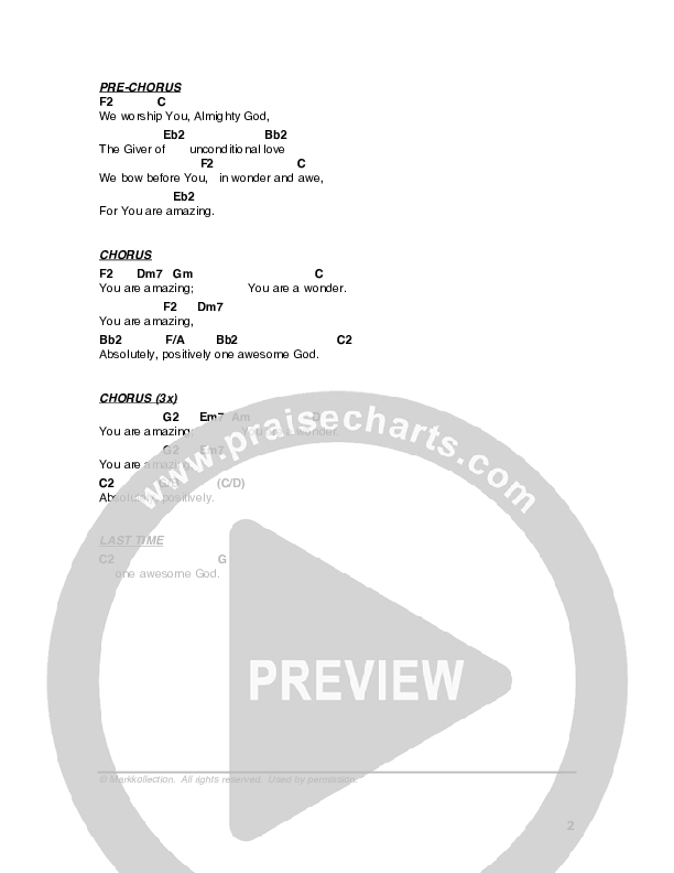 You Are Amazing Chord Chart (G3 Worship)