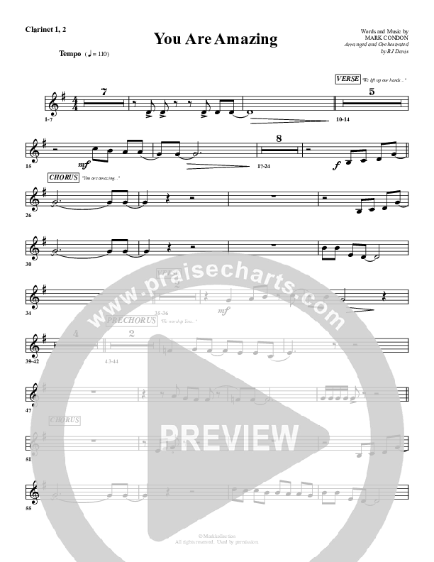 You Are Amazing Clarinet 1/2 (G3 Worship)