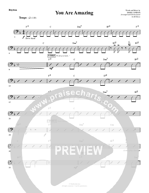 You Are Amazing Rhythm Chart (G3 Worship)