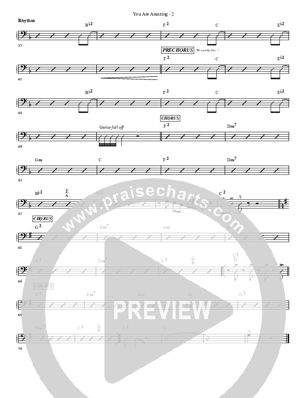 You Are Amazing Rhythm Chart (G3 Worship)