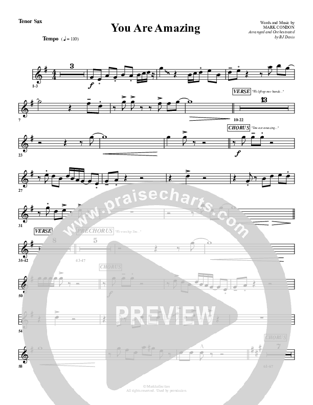 You Are Amazing Tenor Sax 2 (G3 Worship)