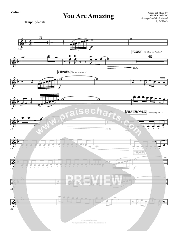 You Are Amazing Violin 1 (G3 Worship)