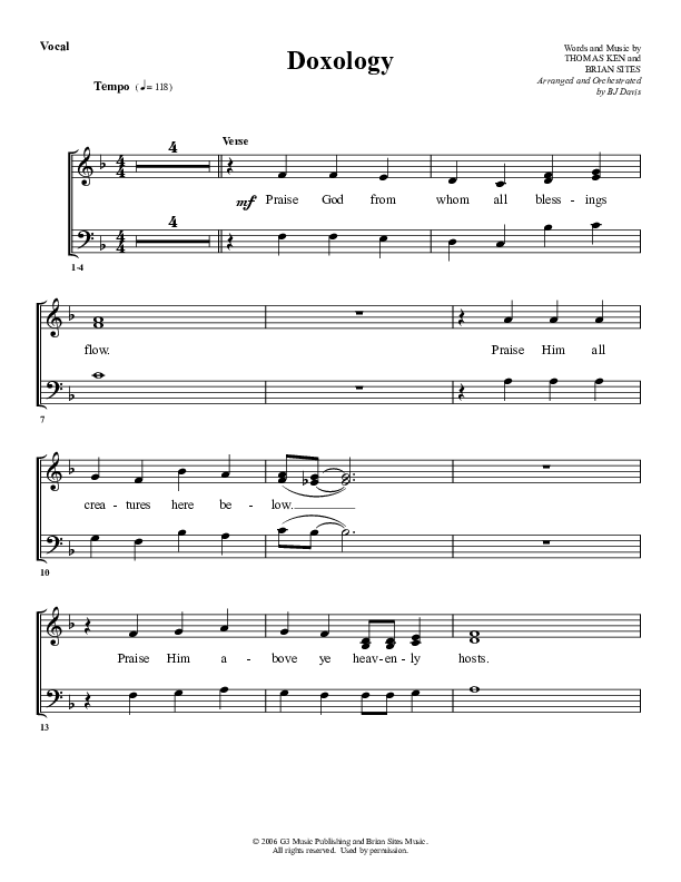 Doxology Choir Sheet (G3 Worship)