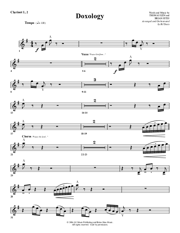 Doxology Clarinet 1/2 (G3 Worship)