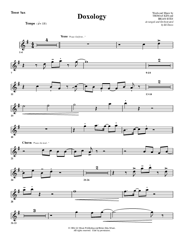 Doxology Tenor Sax 2 (G3 Worship)