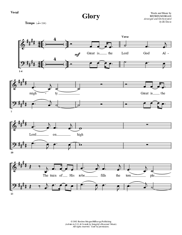 Glory Choir Sheet (G3 Worship)