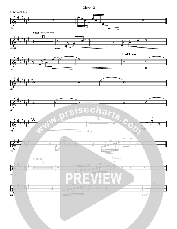 Glory Clarinet 1/2 (G3 Worship)