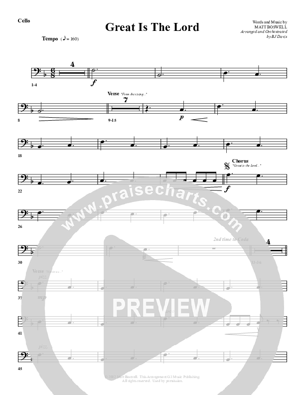 Great Is The Lord Cello (G3 Worship)