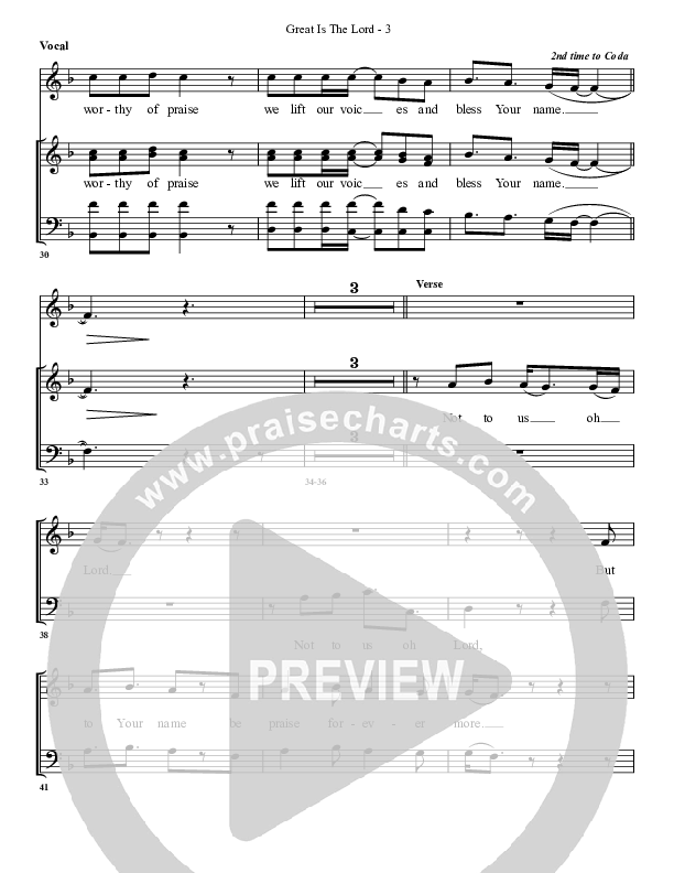 Great Is The Lord Choir Sheet (G3 Worship)