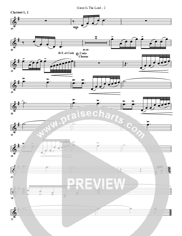 Great Is The Lord Clarinet 1/2 (G3 Worship)