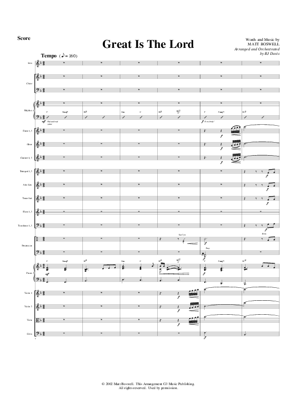 Great Is The Lord Orchestration (G3 Worship)