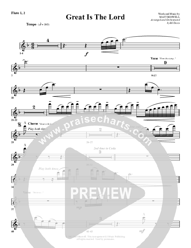 Great Is The Lord Flute 1/2 (G3 Worship)