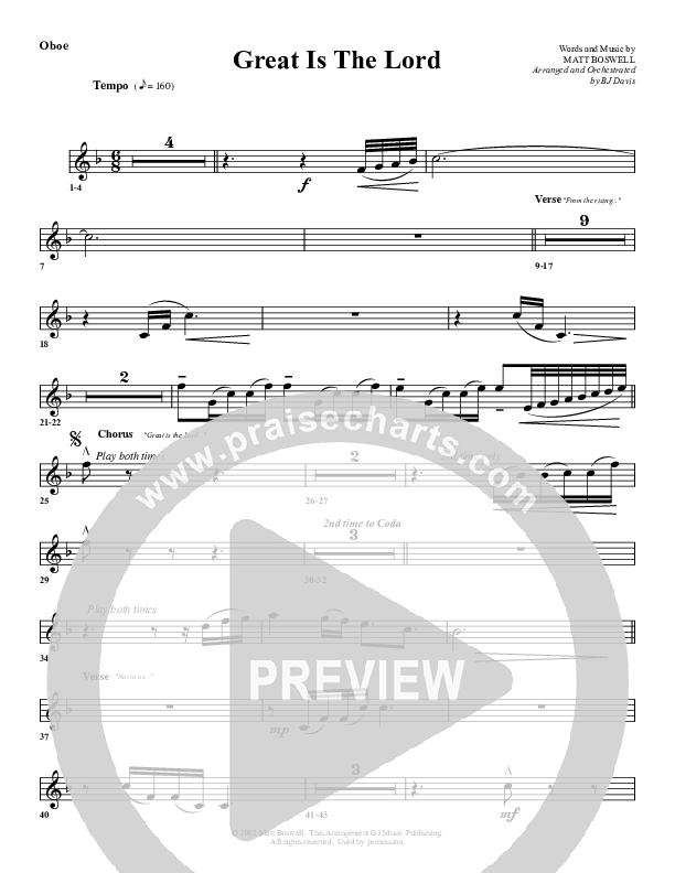 Great Is The Lord Oboe (G3 Worship)